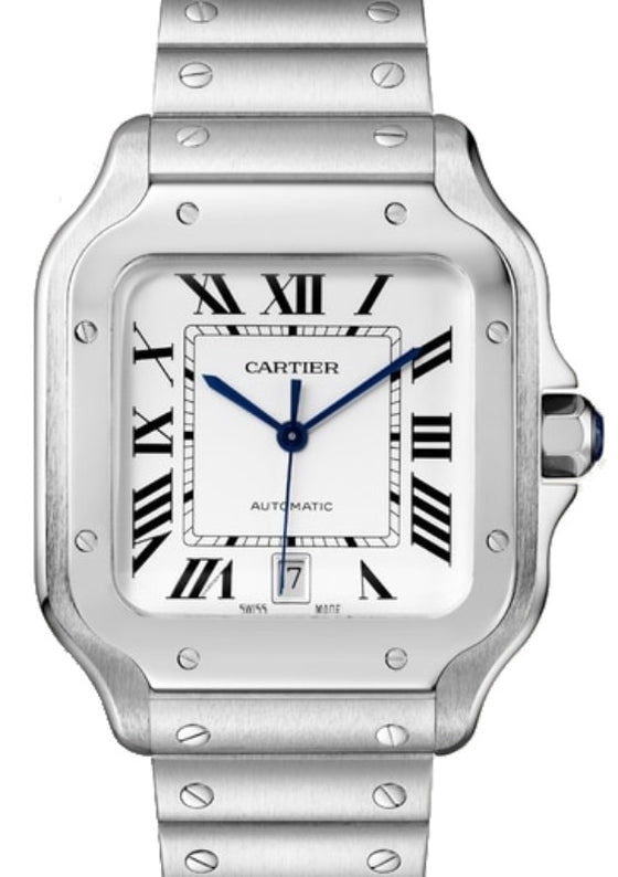 Cartier Santos de Cartier Large Automatic Stainless Steel Silver Dial Steel Bracelet WSSA0009 - BRAND NEW