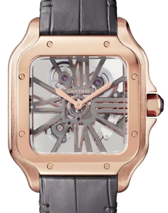 Cartier Santos de Cartier Large Rose Gold Skeleton Dial WHSA0018 - BRAND NEW