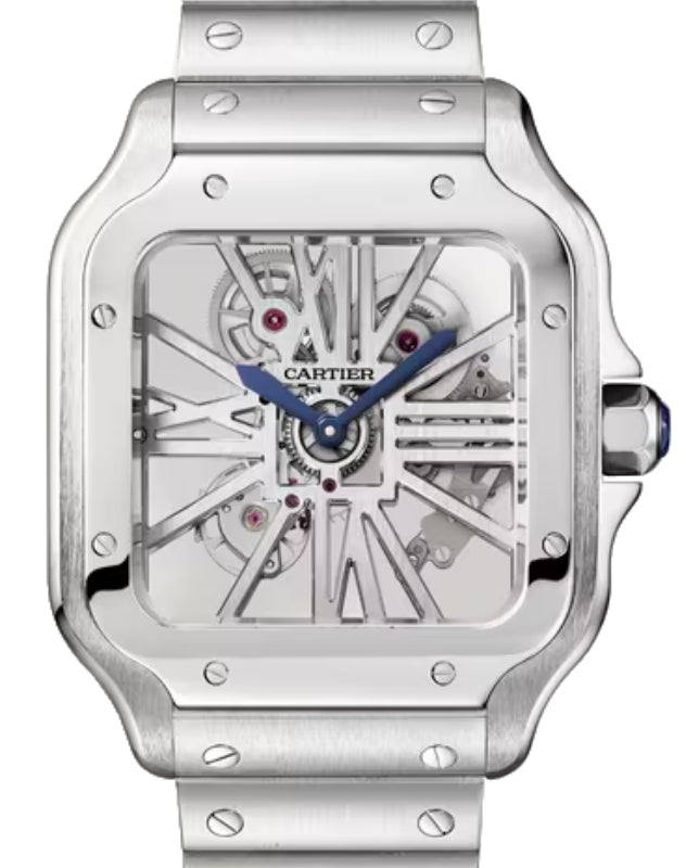 Santos de Cartier Large Steel Skeleton Dial WHSA0014