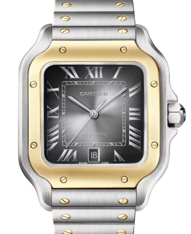 Santos de Cartier Large Steel/Yellow Gold Anthracite Gray Dial W2SA0030