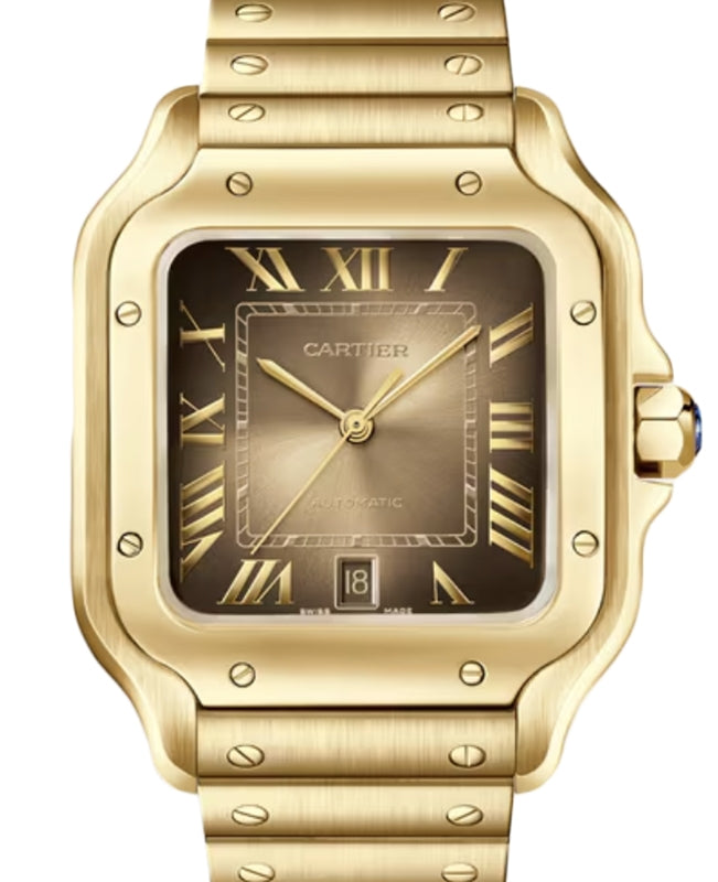 Santos de Cartier Large Yellow Gold Gradated Gold Sunray Dial WGSA0095