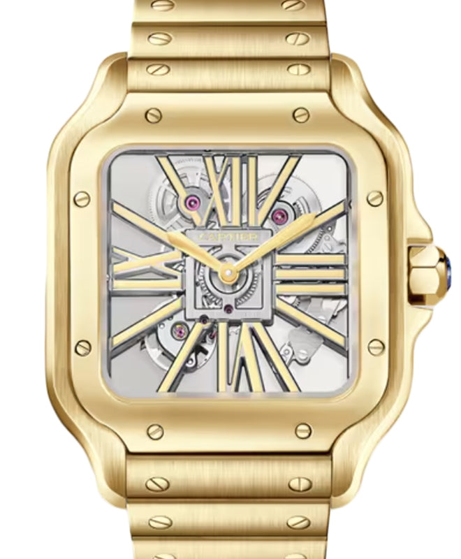 Santos de Cartier Large Yellow Gold Skeleton Dial WHSA0042