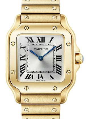 Cartier Santos De Cartier Small Yellow Gold Silver Dial WGSA0107
