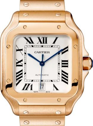 Cartier Santos Large Rose Gold Silver Opaline Dial Bracelet WGSA0007 - BRAND NEW
