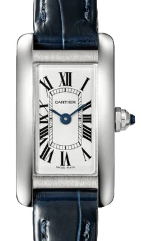 Cartier Tank Americaine Ladies Watch Mini Quartz Stainless Steel Silver Dial Leather Strap WSTA0032 - BRAND NEW