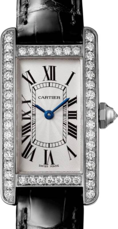 Cartier Tank Am?ricaine Ladies Watch Small Quartz White Gold Diamond Bezel Silver Dial Leather Strap WJTA0003 - BRAND NEW