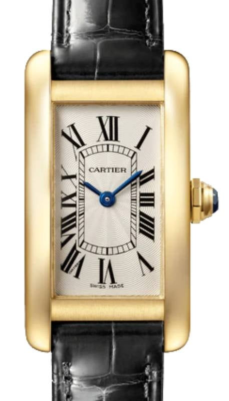 Cartier Tank Americaine Ladies Watch Small Quartz Yellow Gold Silver Dial Leather Strap WGTA0039 - BRAND NEW