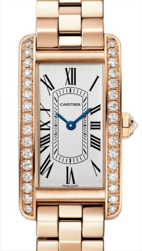 Cartier Tank Americaine Small Quartz Rose Gold/Diamonds Silver Dial WJTA0044
