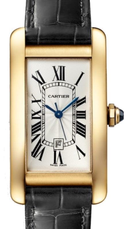 Cartier Tank Americaine Medium Automatic Yellow Gold Silver Dial Alligator Leather Strap WGTA0040 - BRAND NEW