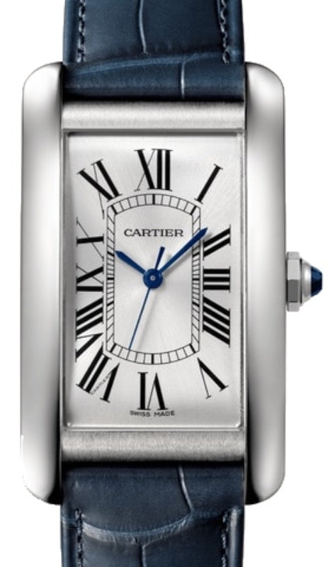 Cartier Tank Americaine Large Stainless Steel Silver Dial Alligator Leather Strap WSTA0045 - BRAND NEW