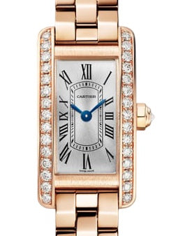 Cartier Tank Americaine Mini Quartz Rose Gold/Diamonds Silver Dial WJTA0057
