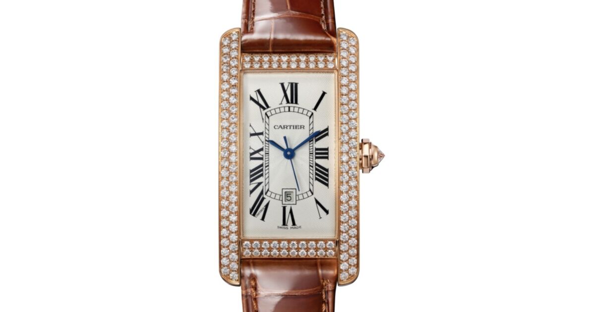 Cartier Tank Americaine Women's Watch Medium Automatic Rose Gold Diamonds Silver Dial Alligator Leather Strap WB704751 - BRAND NEW