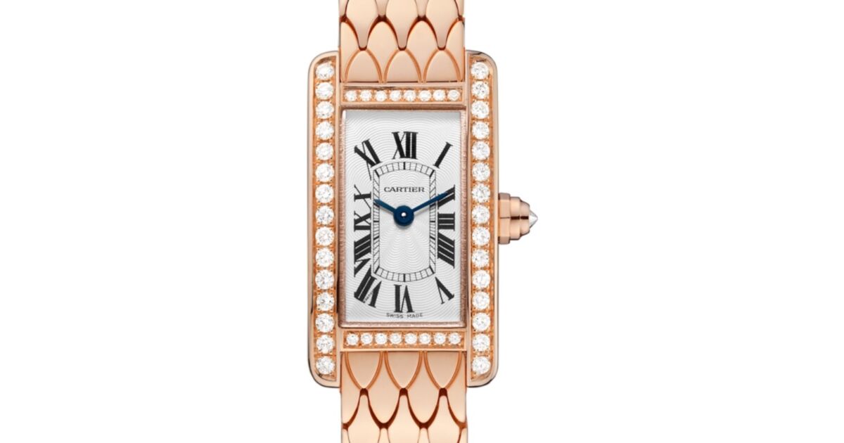 Cartier Tank Americaine Women's Watch Mini Quartz Rose Gold Diamonds Silver Dial Rose Gold Bracelet WB710012 - BRAND NEW