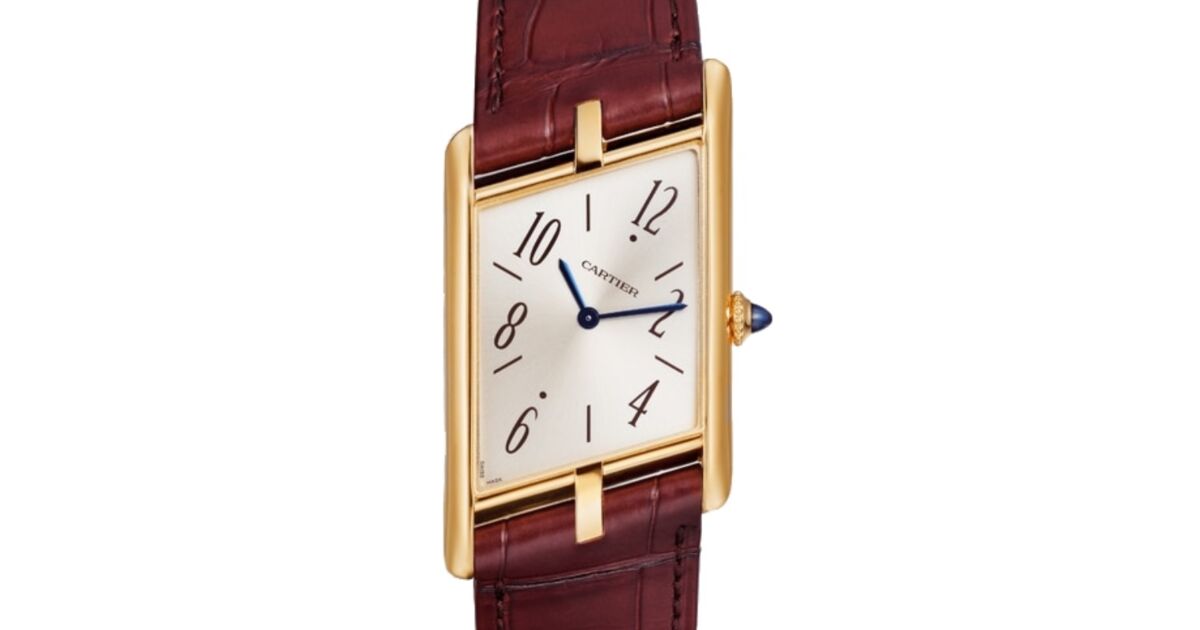 Cartier Tank Asymetrique Men's Watch Large Manual Winding Yellow Gold Champagne Dial Alligator Leather Strap WGTA0044 - BRAND NEW