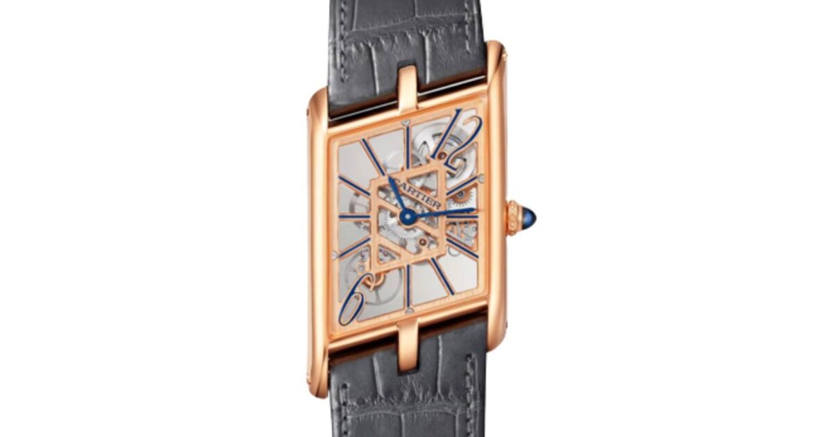 Cartier Tank Asym?trique Large Manual Winding Rose Gold Skeleton Dial Alligator Leather Strap WHTA0011 - BRAND NEW