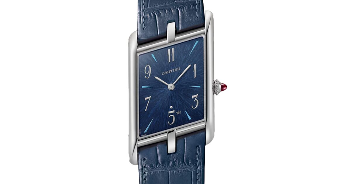 Cartier Tank Asymetrique Platinum Blue Dial WGTA0120