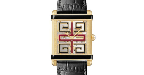 Cartier Tank Chinoise Large Manual Winding Yellow Gold Skeleton Dial Alligator Leather Strap WHTA0016 - BRAND NEW