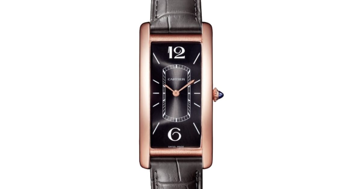 Cartier Tank Cintree Men's Watch Large Manual Winding Rose Gold Black Dial WGTA0025