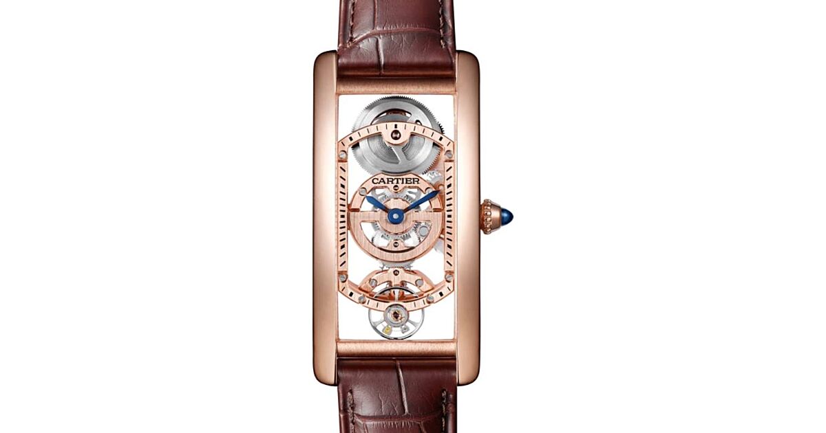 Cartier Tank Cintree Large Manual Winding Rose Gold Skeleton Dial WHTA0008