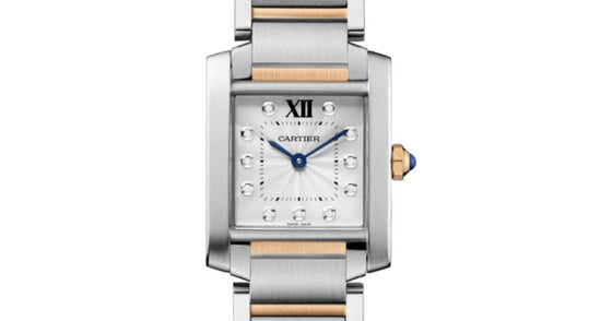 Cartier Tank Francaise Women's Watch Medium Quartz Stainless Steel Silver Diamond Dial Steel Rose Gold Bracelet WE110005 - BRAND NEW