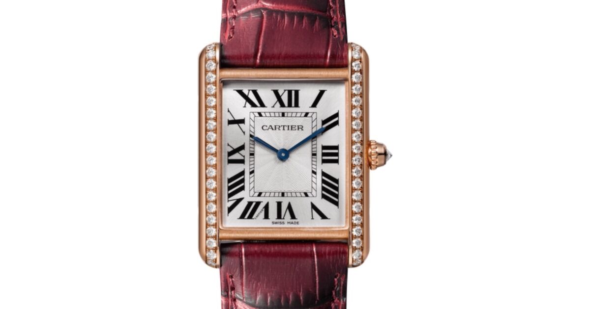 Cartier Tank Louis Cartier Ladies Watch Large Manual Winding Rose Gold Diamond Bezel Silver Dial Alligator Leather Strap WJTA0014 - BRAND NEW