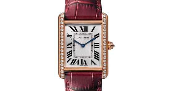 Cartier Tank Louis Cartier Ladies Watch Large Manual Winding Rose Gold Diamond Bezel Silver Dial Alligator Leather Strap WJTA0014 - BRAND NEW