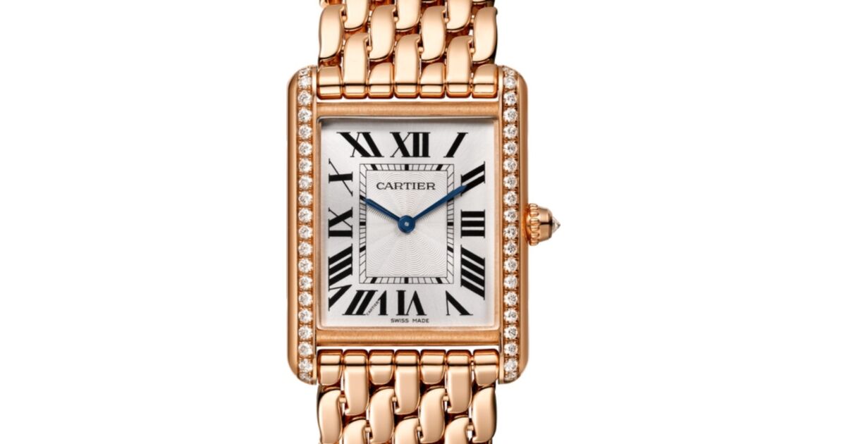 Cartier Tank Louis Cartier Ladies Watch Large Manual Winding Rose Gold Diamond Bezel Silver Dial Rose Gold Bracelet WJTA0021 - BRAND NEW