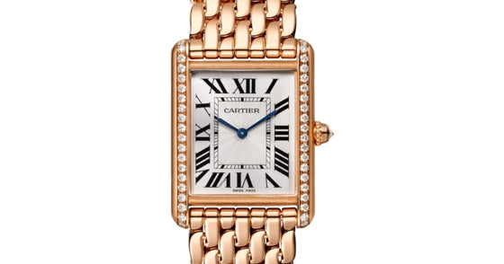 Cartier Tank Louis Cartier Ladies Watch Large Manual Winding Rose Gold Diamond Bezel Silver Dial Rose Gold Bracelet WJTA0021 - BRAND NEW