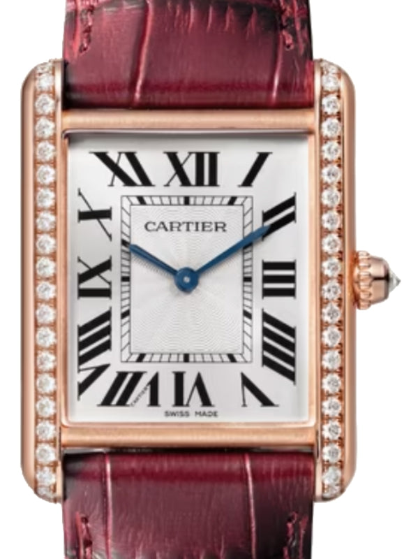 Tank Louis Cartier Large Manual Winding Rose Gold/Diamonds Silver Dial WJTA0038