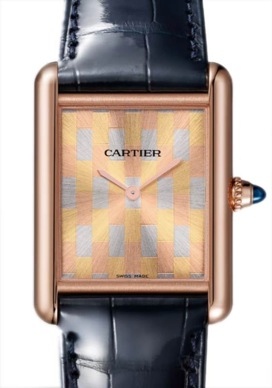 Tank Louis Cartier Large Manual Winding Rose Gold Three-Gold Dial WGTA0176