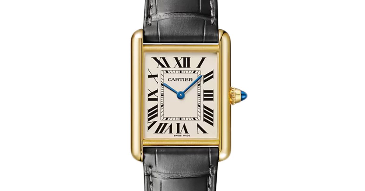Cartier Tank Louis Yellow Gold Large Silver Dial Leather Strap W1529756