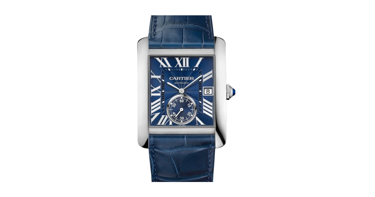 Cartier Tank MC Men's Watch Automatic Large Stainless Steel Blue Dial Alligator Leather Strap WSTA0010 - BRAND NEW