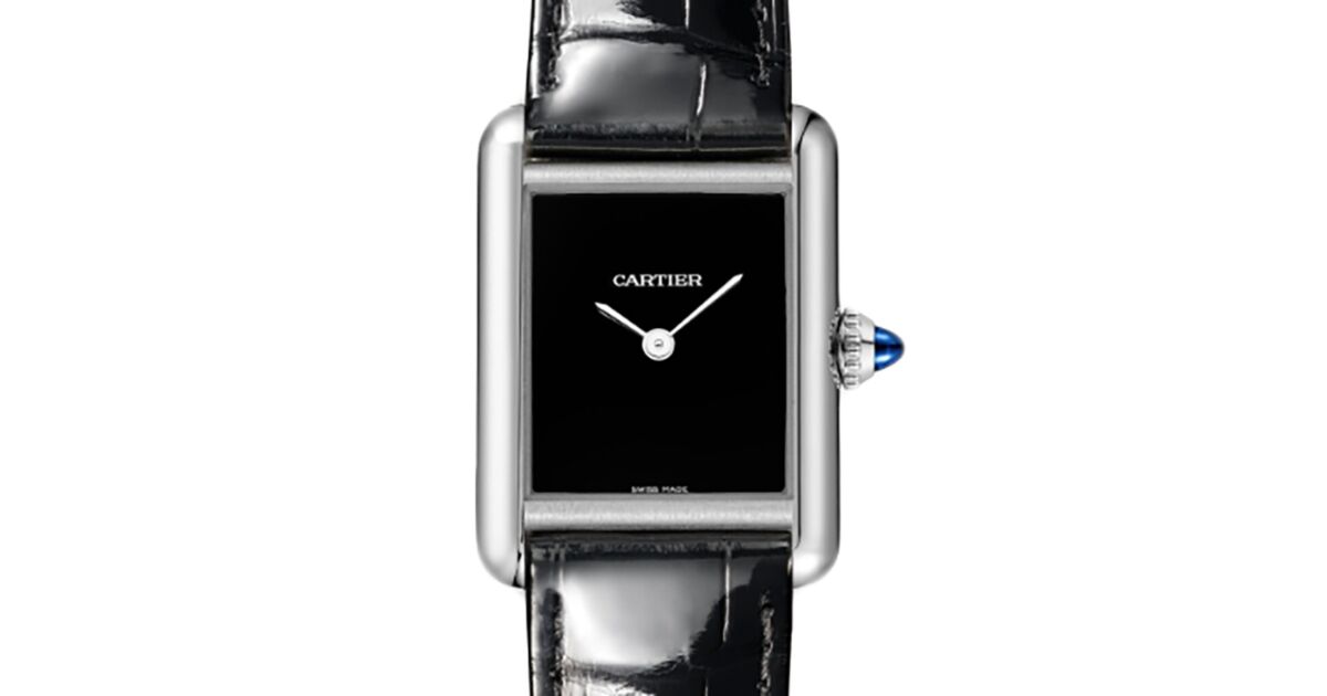 Cartier Tank Must De Cartier Small Quartz Steel Black Dial Leather Strap WSTA0071