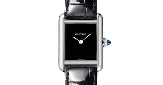 Cartier Tank Must De Cartier Small Quartz Steel Black Dial Leather Strap WSTA0071