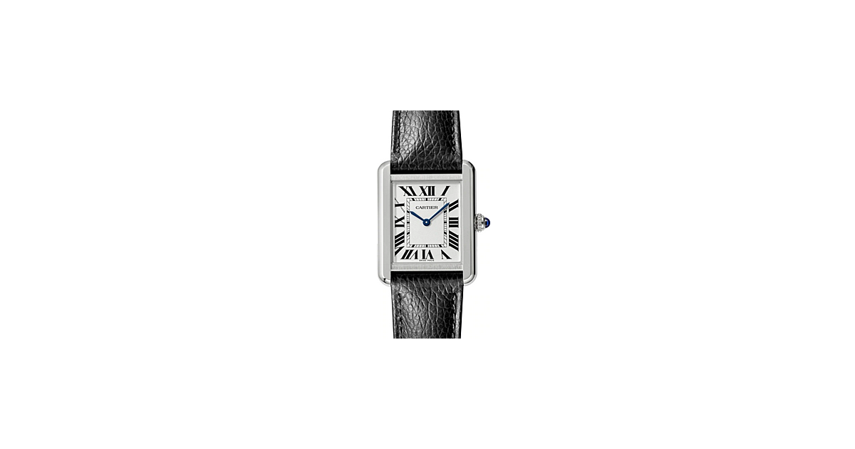 Cartier Tank Solo Silver Dial Stainless Steel Bezel Black Leather Strap 31 mm x 24.4 mm WSTA0030 - BRAND NEW