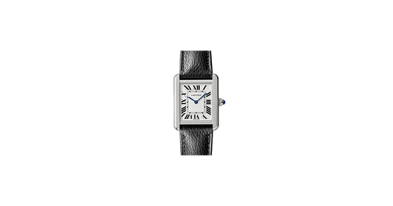 Cartier Tank Solo Silver Dial Stainless Steel Bezel Black Leather Strap 31 mm x 24.4 mm WSTA0030 - BRAND NEW