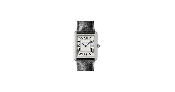 Cartier Tank Solo Silver Dial Stainless Steel Bezel Black Leather Strap 31 mm x 40.85 mm WSTA0029 - BRAND NEW