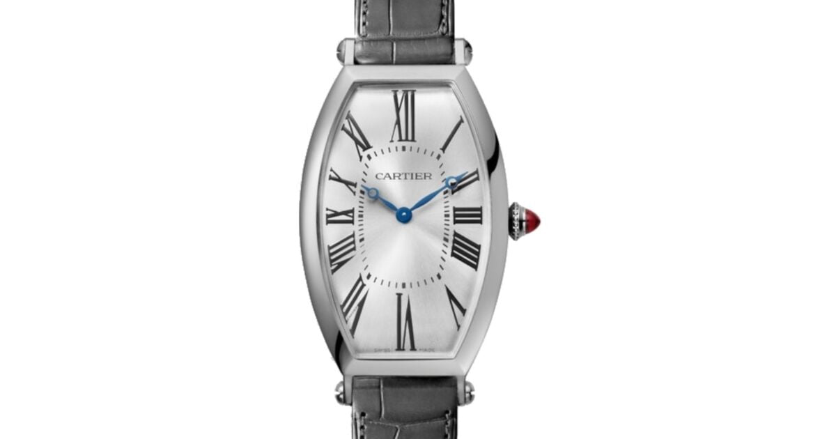Cartier Tonneau Men's Watch Manual-Winding Large Platinum Silver Dial Alligator Leather Strap WGTN0005 - BRAND NEW