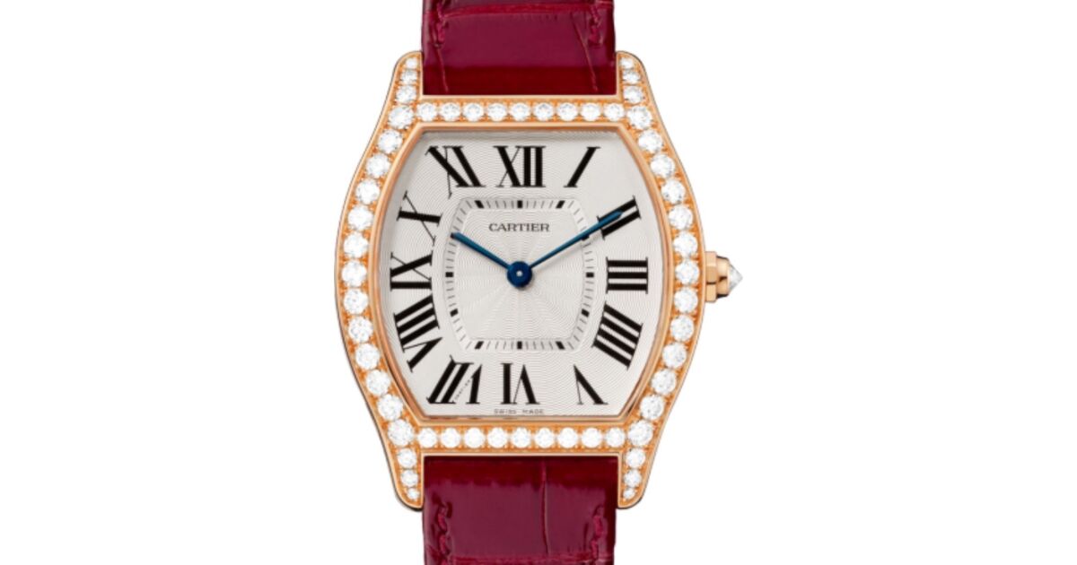 Cartier Tortue Women's Watch Medium Manual Winding Rose Gold Diamonds Silver Dial Alligator Leather Strap WA501008 - BRAND NEW