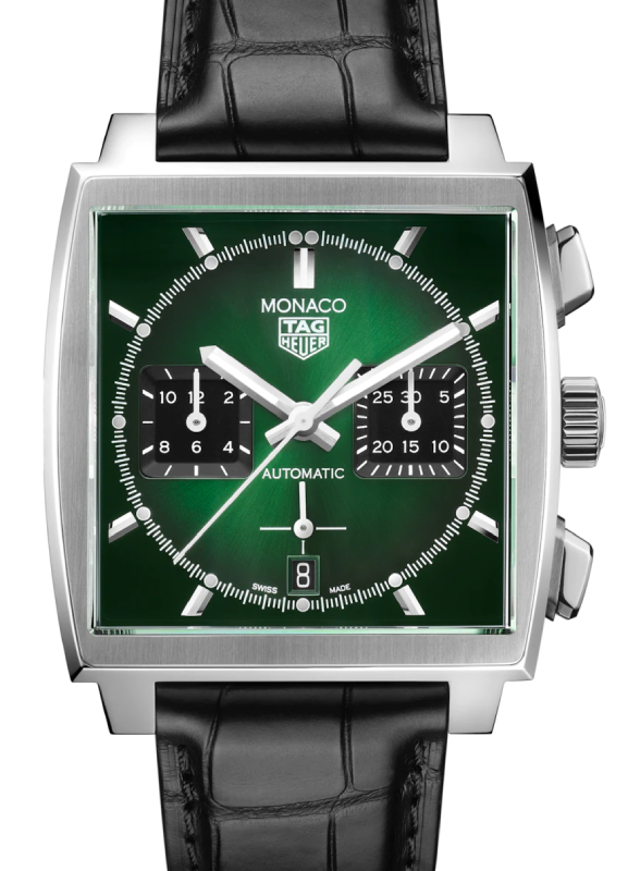 Tag Heuer Monaco Stainless Steel 39mm Green Index Dial & Leather Strap CBL2116.FC6497 - BRAND NEW