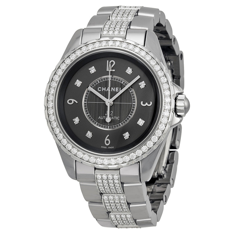 Chanel J12 H3106 Automatic Ladies 38mm Titanium Gray Ceramic Diamond - BRAND NEW