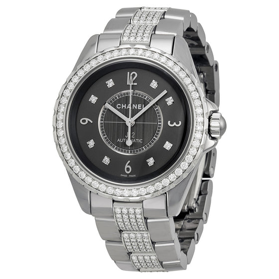 Chanel J12 H3106 Automatic Ladies 38mm Titanium Gray Ceramic Diamond - BRAND NEW