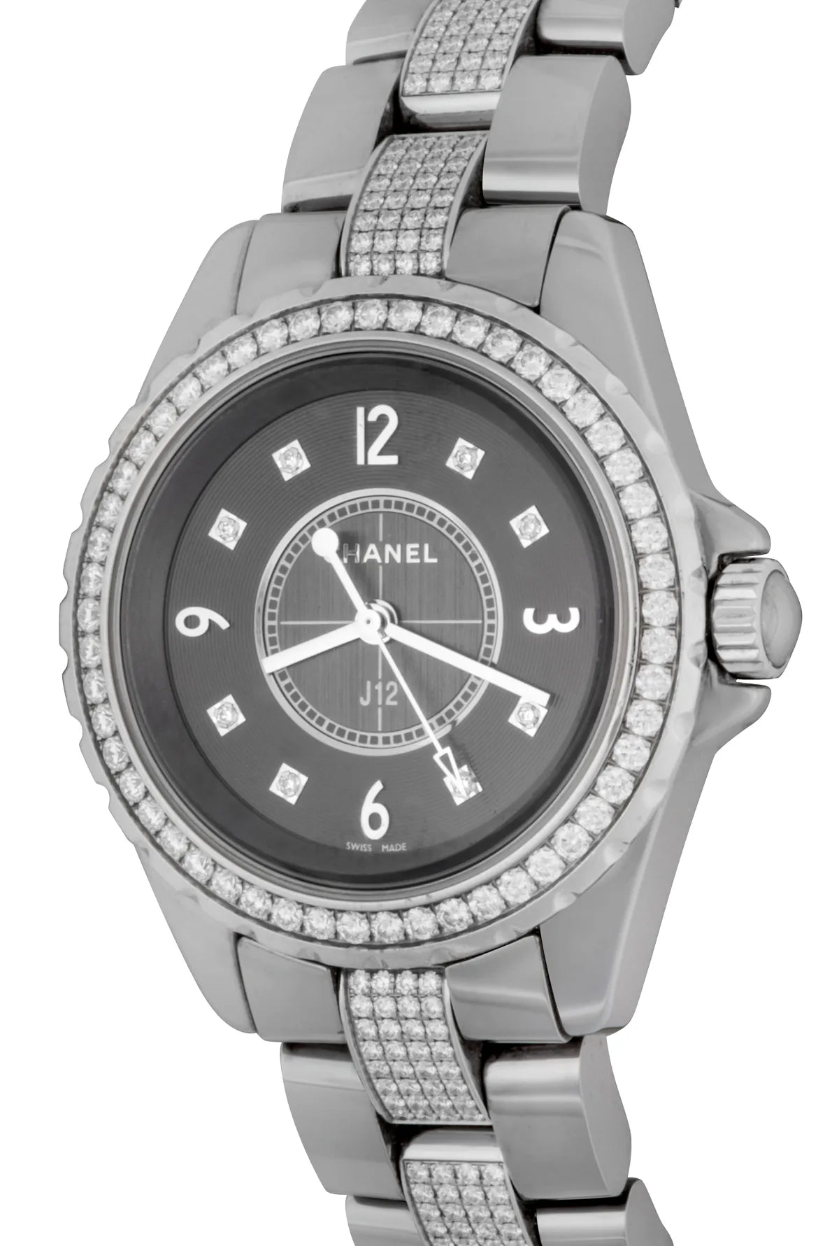 Chanel J12 H3105 Chromatic Ladies 33mm Titanium Gray Ceramic Diamond - BRAND NEW