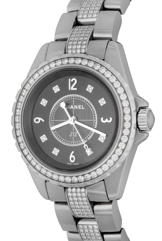 Chanel J12 H3105 Chromatic Ladies 33mm Titanium Gray Ceramic Diamond - BRAND NEW