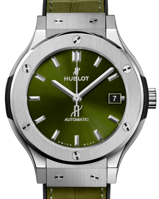 Hublot Classic Fusion Titanium Green 38mm Dial Bezel Leather Strap 38mm 565.NX.8970.LR - BRAND NEW