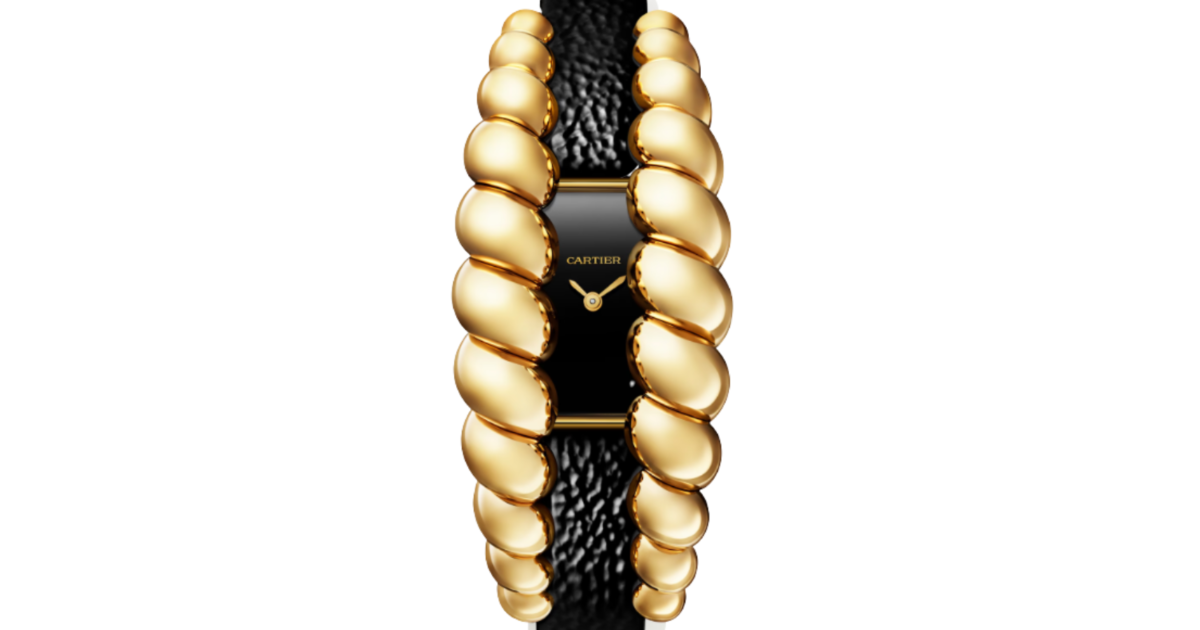 Cartier Tressage Quartz 18K Yellow Gold Black Lacquer Dial HPI01689 - BRAND NEW