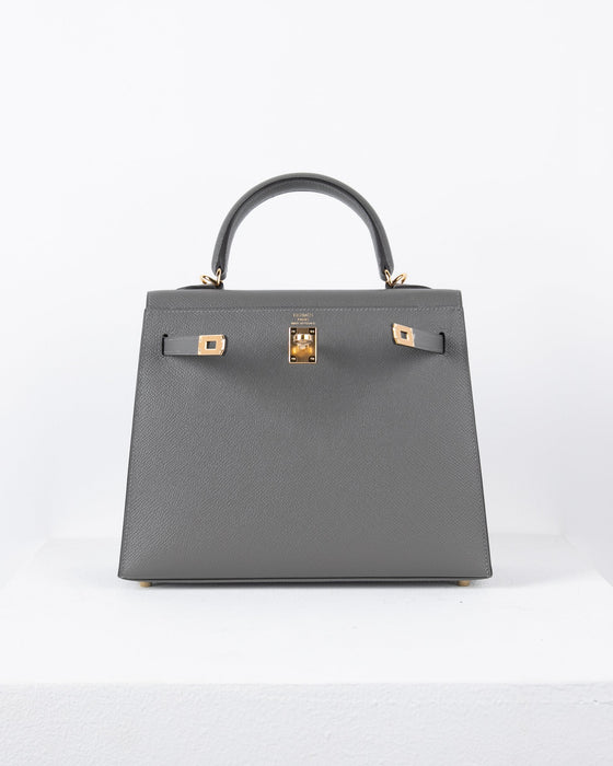 Hermes Kelly 25 Epsom Gris Meyer Gold Hardware - BRAND NEW