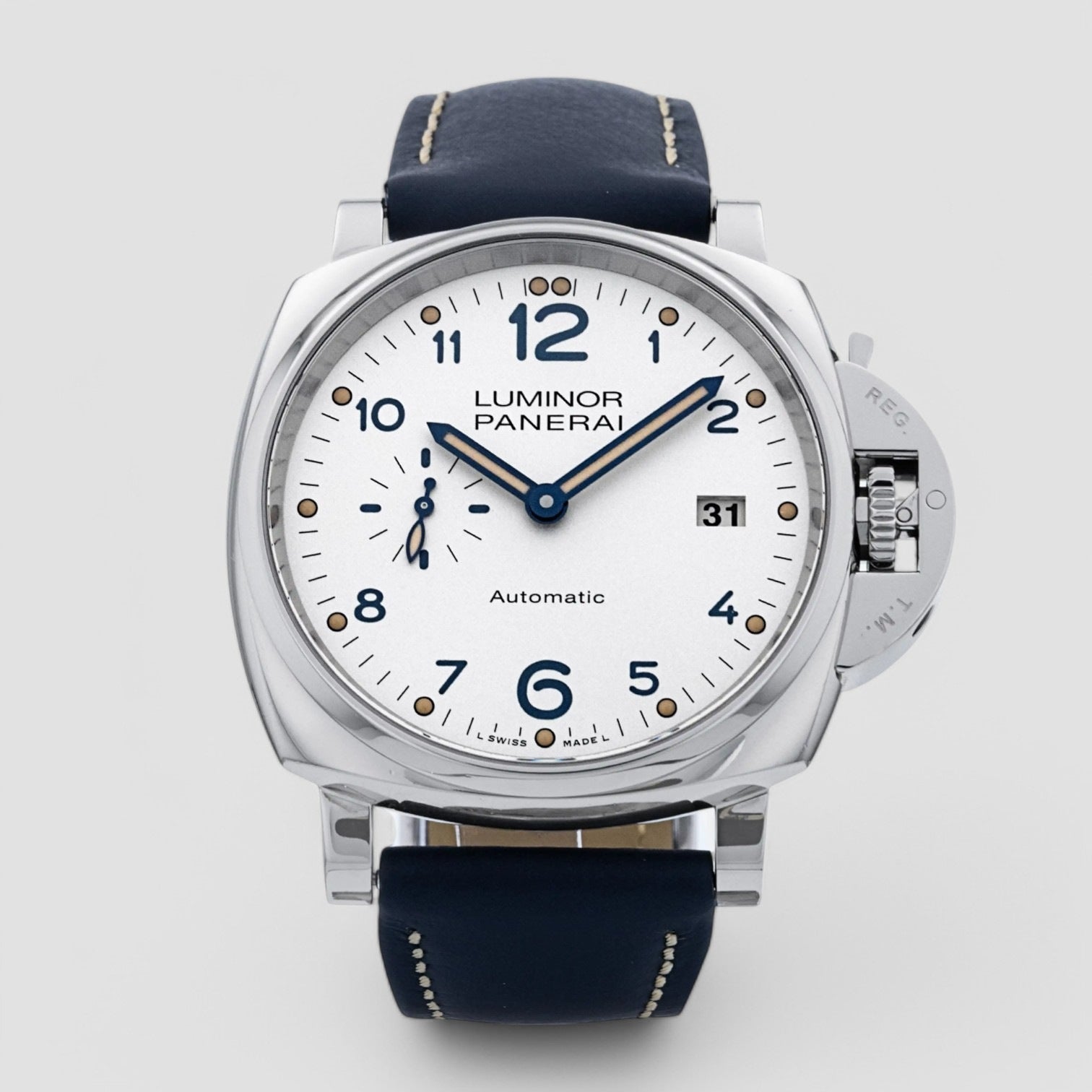 Panerai PAM 00906 Luminor Due White Arabic Dial & Leather Strap 42mm - BRAND NEW
