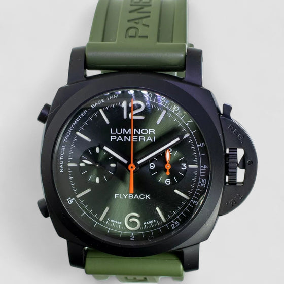 Panerai Luminor Chrono Flyback Black Ceramic Green Dial 44mm PAM01498 - BRAND NEW