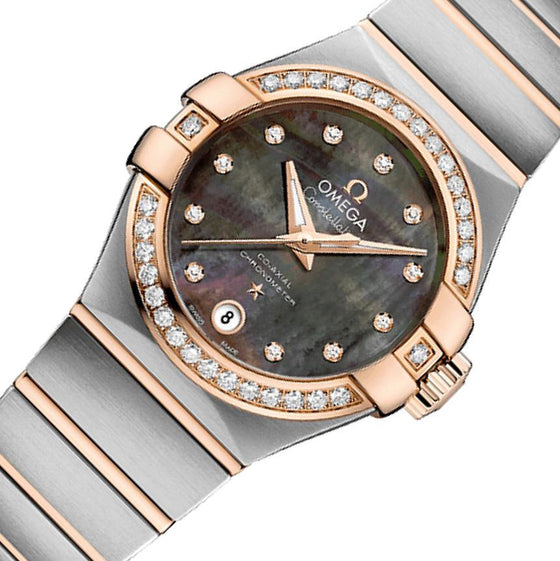 Omega Constellation Co-Axial Quartz 123.20.27.20.57.001 27mm Brown Mother of Pearl Diamond Red Gold Stainless Steel - BRAND NEW